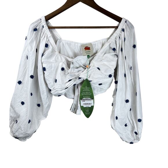 Farm Rio Crop Top Women Small White Floral Boho‎ Here Comes The Sun Avalon